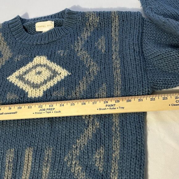 VINTAGE 90’s Chapel Hill Sweater Blue Acrylic Pullover Crew Neck - Picture 5 of 8